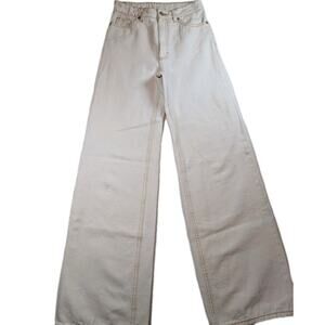 MONKL Ivory Wide Leg Jeans High Rise Womens 24 Trendy Minimal Clean Girl